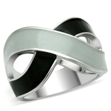 TK265 - Rhodium Stainless Steel Ring with Epoxy in No Stone - Alamode - Flyclothing LLC