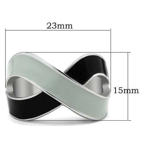 TK265 - Rhodium Stainless Steel Ring with Epoxy in No Stone - Alamode - Flyclothing LLC