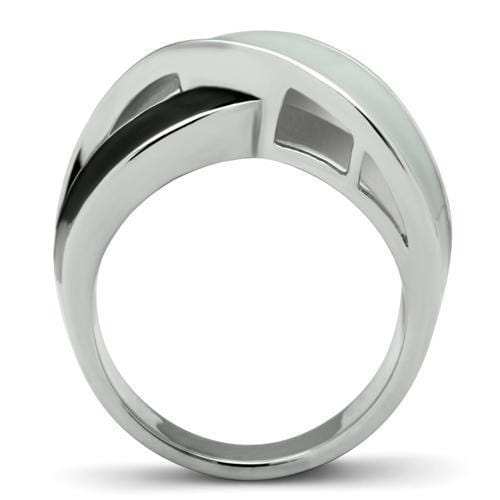 TK265 - Rhodium Stainless Steel Ring with Epoxy in No Stone - Alamode - Flyclothing LLC