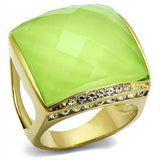 TK2661 - IP Gold(Ion Plating) Stainless Steel Ring with Synthetic Synthetic Stone in Apple Green color - Alamode - Flyclothing LLC
