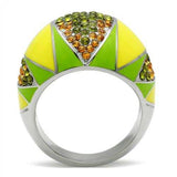 TK266 - High polished (no plating) Stainless Steel Ring with Top Grade Crystal in Multi Color - Alamode - Flyclothing LLC