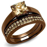 TK2670 - IP Coffee light Stainless Steel Ring with AAA Grade CZ in Champagne - Alamode - Flyclothing LLC