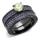 TK2672 - IP Light Black (IP Gun) Stainless Steel Ring with AAA Grade CZ in Apple Green color - Alamode - Flyclothing LLC