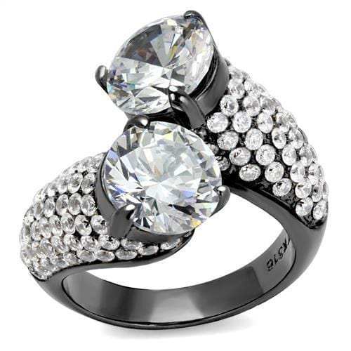 TK2674 - IP Light Black (IP Gun) Stainless Steel Ring with AAA Grade CZ in Clear - Alamode - Flyclothing LLC