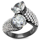 TK2674 - IP Light Black (IP Gun) Stainless Steel Ring with AAA Grade CZ in Clear - Alamode - Flyclothing LLC