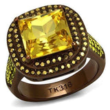 TK2677 - IP Coffee light Stainless Steel Ring with AAA Grade CZ in Topaz - Alamode - Flyclothing LLC