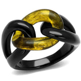 TK2682 - IP Black(Ion Plating) Stainless Steel Ring with Synthetic Synthetic Stone in Topaz - Alamode - Flyclothing LLC