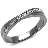 TK2684 - High polished (no plating) Stainless Steel Ring with Top Grade Crystal in Clear - Alamode - Flyclothing LLC