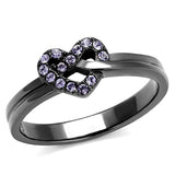 TK2685 - IP Light Black (IP Gun) Stainless Steel Ring with Top Grade Crystal in Light Amethyst - Alamode - Flyclothing LLC