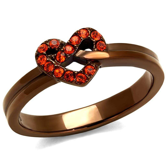 TK2686 - IP Coffee light Stainless Steel Ring with Top Grade Crystal in Orange - Alamode - Flyclothing LLC