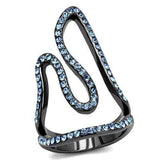 TK2695 - IP Light Black (IP Gun) Stainless Steel Ring with Top Grade Crystal in Aquamarine - Alamode - Flyclothing LLC