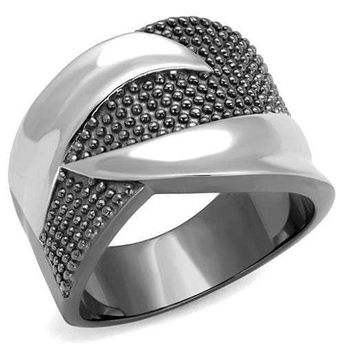 TK2700 - Two Tone IP Light Black (IP Gun) Stainless Steel Ring with No Stone - Alamode - Flyclothing LLC