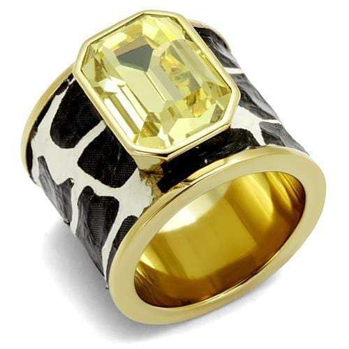 TK2701 - IP Gold(Ion Plating) Stainless Steel Ring with Top Grade Crystal in Citrine Yellow - Alamode - Flyclothing LLC