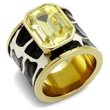 TK2701 - IP Gold(Ion Plating) Stainless Steel Ring with Top Grade Crystal in Citrine Yellow - Alamode - Flyclothing LLC