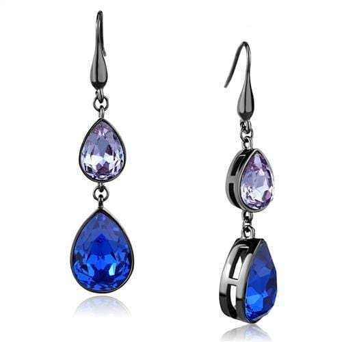 TK2706 - IP Light Black (IP Gun) Stainless Steel Earrings with Top Grade Crystal in Multi Color - Alamode - Flyclothing LLC