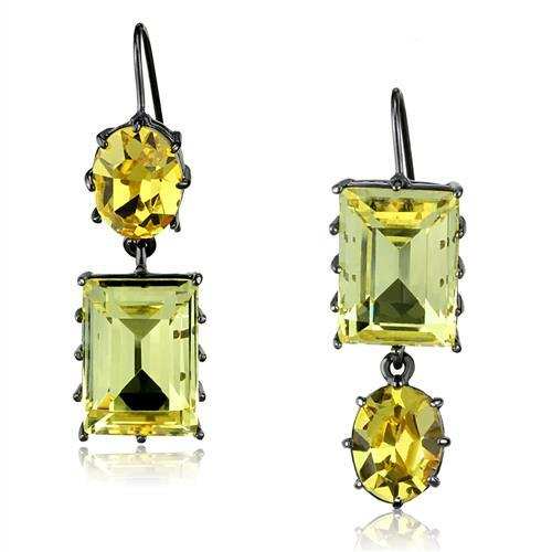 TK2709 - IP Light Black (IP Gun) Stainless Steel Earrings with Top Grade Crystal in Multi Color - Alamode - Flyclothing LLC