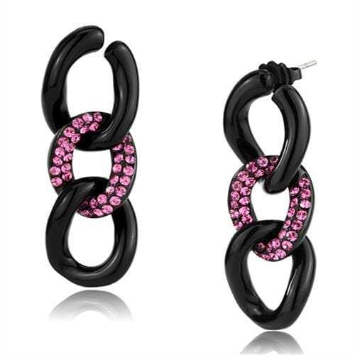 TK2711 - IP Black(Ion Plating) Stainless Steel Earrings with Top Grade Crystal in Light Peach - Alamode - Flyclothing LLC