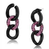 TK2711 - IP Black(Ion Plating) Stainless Steel Earrings with Top Grade Crystal in Light Peach - Alamode - Flyclothing LLC