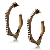 TK2714 - IP Coffee light Stainless Steel Earrings with Top Grade Crystal in Clear - Alamode - Flyclothing LLC