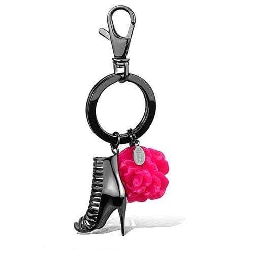 TK2718 - IP Light Black (IP Gun) Stainless Steel Key Ring with Synthetic Synthetic Stone in Rose - Alamode - Flyclothing LLC