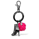 TK2718 - IP Light Black (IP Gun) Stainless Steel Key Ring with Synthetic Synthetic Stone in Rose - Alamode - Flyclothing LLC