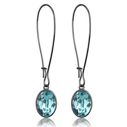 TK2720 - IP Light Black (IP Gun) Stainless Steel Earrings with Top Grade Crystal in Sea Blue - Alamode - Flyclothing LLC
