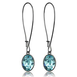 TK2720 - IP Light Black (IP Gun) Stainless Steel Earrings with Top Grade Crystal in Sea Blue - Alamode - Flyclothing LLC