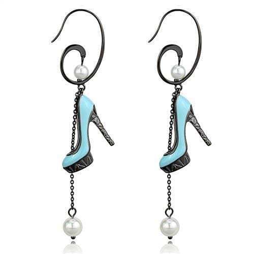 TK2721 - IP Light Black (IP Gun) Stainless Steel Earrings with Synthetic Pearl in White - Alamode - Flyclothing LLC