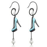 TK2721 - IP Light Black (IP Gun) Stainless Steel Earrings with Synthetic Pearl in White - Alamode - Flyclothing LLC