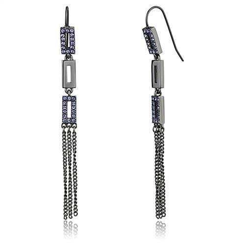 TK2722 - IP Light Black (IP Gun) Stainless Steel Earrings with Top Grade Crystal in Tanzanite - Alamode - Flyclothing LLC