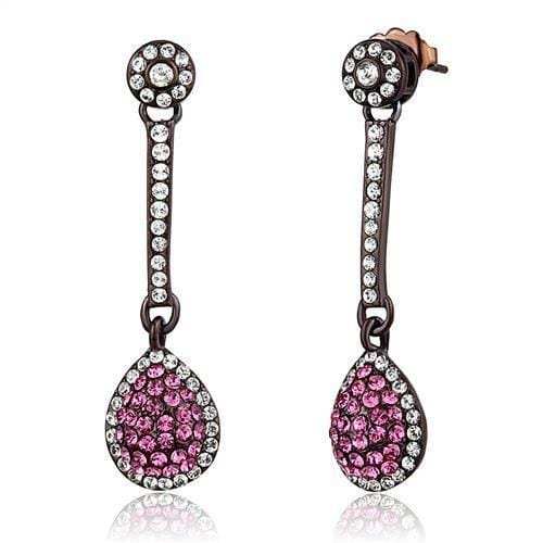 TK2724 - IP Dark Brown (IP coffee) Stainless Steel Earrings with Top Grade Crystal in Rose - Alamode - Flyclothing LLC
