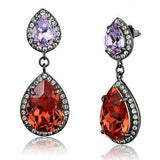 TK2725 - IP Light Black (IP Gun) Stainless Steel Earrings with Top Grade Crystal in Orange - Alamode - Flyclothing LLC