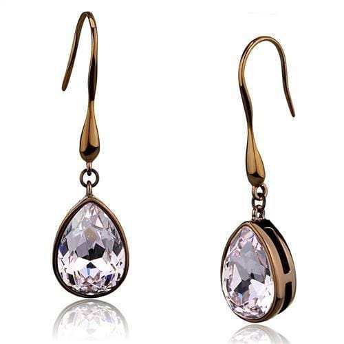 TK2727 - IP Coffee light Stainless Steel Earrings with Top Grade Crystal in Light Peach - Alamode - Flyclothing LLC