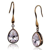 TK2727 - IP Coffee light Stainless Steel Earrings with Top Grade Crystal in Light Peach - Alamode - Flyclothing LLC