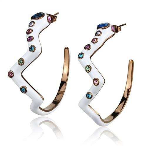 TK2729 - IP Coffee light Stainless Steel Earrings with Top Grade Crystal in Multi Color - Alamode - Flyclothing LLC