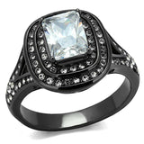 TK2731 - IP Light Black (IP Gun) Stainless Steel Ring with AAA Grade CZ in Clear - Alamode - Flyclothing LLC