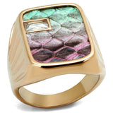 TK2737 - IP Rose Gold(Ion Plating) Stainless Steel Ring with Leather in Multi Color - Alamode - Flyclothing LLC