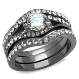 TK2739 - IP Light Black (IP Gun) Stainless Steel Ring with AAA Grade CZ in Clear - Alamode - Flyclothing LLC