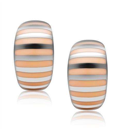 TK273 - High polished (no plating) Stainless Steel Earrings with Epoxy in No Stone - Alamode - Flyclothing LLC