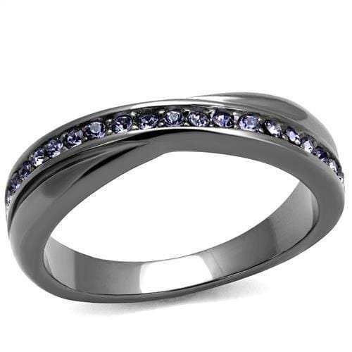 TK2750 - IP Light Black (IP Gun) Stainless Steel Ring with Top Grade Crystal in Tanzanite - Alamode - Flyclothing LLC