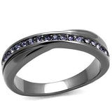 TK2750 - IP Light Black (IP Gun) Stainless Steel Ring with Top Grade Crystal in Tanzanite - Alamode - Flyclothing LLC