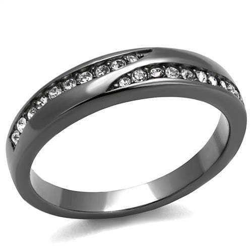 TK2751 - IP Light Black (IP Gun) Stainless Steel Ring with Top Grade Crystal in Clear - Alamode - Flyclothing LLC