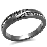 TK2751 - IP Light Black (IP Gun) Stainless Steel Ring with Top Grade Crystal in Clear - Alamode - Flyclothing LLC