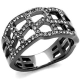 TK2753 - IP Light Black (IP Gun) Stainless Steel Ring with Top Grade Crystal in Black Diamond - Alamode - Flyclothing LLC