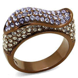 TK2754 - IP Coffee light Stainless Steel Ring with Top Grade Crystal in Multi Color - Alamode - Flyclothing LLC