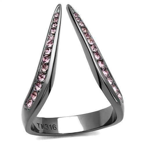 TK2756 - IP Light Black (IP Gun) Stainless Steel Ring with Top Grade Crystal in Light Amethyst - Alamode - Flyclothing LLC