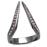 TK2756 - IP Light Black (IP Gun) Stainless Steel Ring with Top Grade Crystal in Light Amethyst - Alamode - Flyclothing LLC