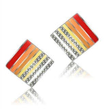 TK275 - High polished (no plating) Stainless Steel Earrings with Top Grade Crystal in Clear - Alamode - Flyclothing LLC