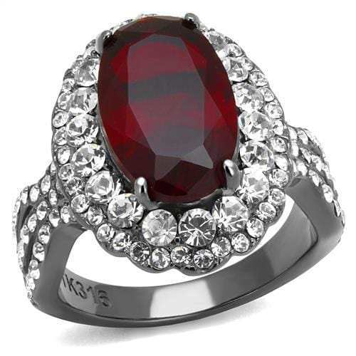 TK2761 - IP Light Black (IP Gun) Stainless Steel Ring with Synthetic Synthetic Glass in Siam - Alamode - Flyclothing LLC