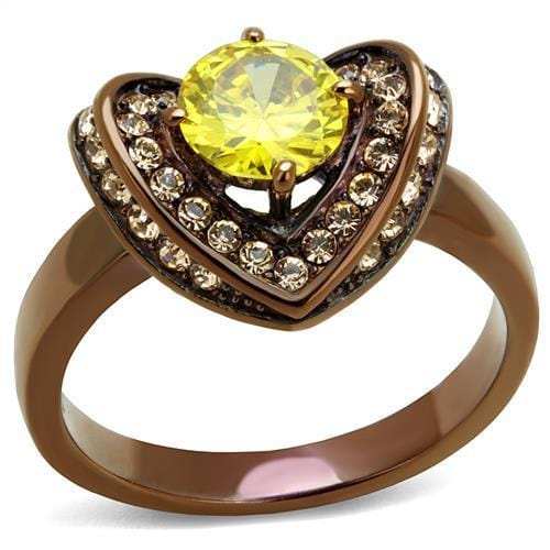 TK2762 - IP Coffee light Stainless Steel Ring with AAA Grade CZ in Topaz - Alamode - Flyclothing LLC